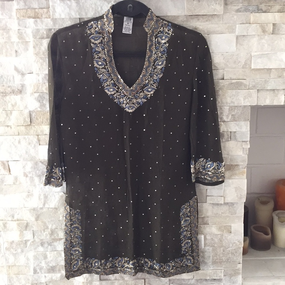 Vintage Lotta Stensson Silk Hand Emb Tunic S